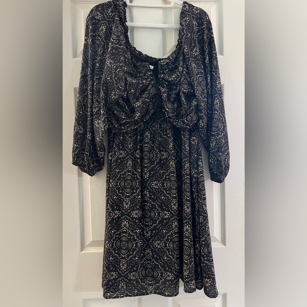 Maurice’s brand black and tan off the shoulder dress